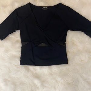 Bebe, black stretch blouse